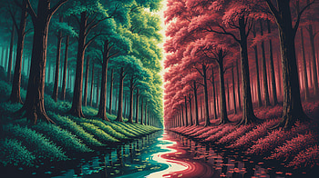 — Emerald & Rose Mirror Forest, River HD wallpaper