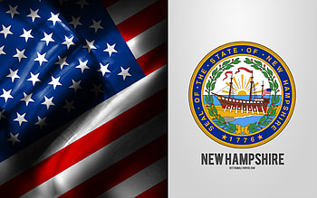 Seal of New Hampshire, USA Flag, New Hampshire emblem, New Hampshire coat of arms, New Hampshire badge, American flag, New Hampshire, USA HD wallpaper