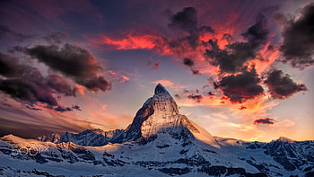 The Alps, the Matterhorn, clouds, sky, mountains HD wallpaper