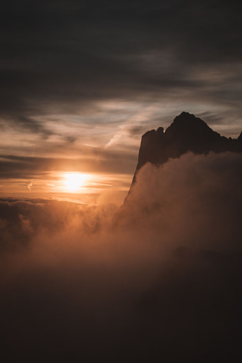 Sunset, Twilight, Clouds, Mountain, Dark, Dusk HD phone wallpaper