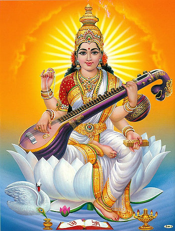 Goddess Saraswati - Poster - 11 x 9 inches - Unframed. Saraswati devi, Saraswati goddess, Saraswati, Lord Saraswati HD phone wallpaper
