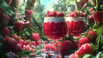 Kefir Delight: A Vibrant Ultra Experience., kefir, strawberry, dessert, summer, beverages HD wallpaper