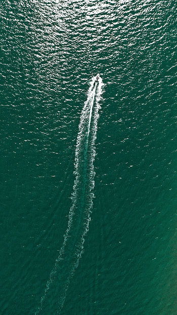 Water, Sea, Waves, View From Above, Miscellanea, Miscellaneous, Boat, Cutter HD phone wallpaper