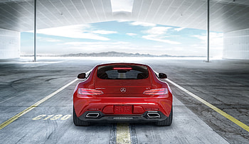 Car, rear-view, Mercedes-AMG GT, red HD wallpaper