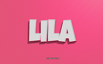 Lila, pink lines background, with names, Lila name, female names, Lila greeting card, line art, with Lila name HD wallpaper