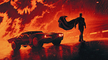 The Batman Walking With Batmobile, the-batman, batman, superheroes, artwork, digital-art HD wallpaper