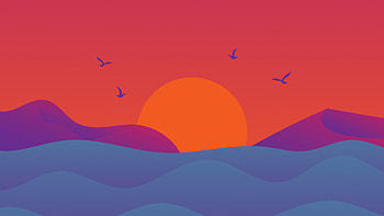 Birds Sunset Landscape Minimal , sunset, minimalism, minimalist, artist, artwork, digital-art HD wallpaper