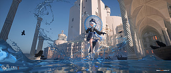 Genshin Impact : Elegant Water Sorceress in Majestic Castle, video game, Genshin Impact HD wallpaper