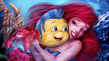Ariel And Flounder, the-little-mermaid, flounder, fish, ariel, mermaid, disney, artwork, art, digital-art, movies, artstation HD wallpaper