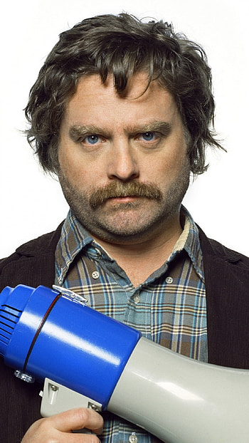 Zach Galifianakis, Screen beauty, Brunette mustache men HD phone wallpaper
