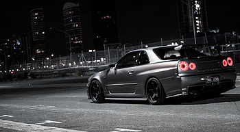 Nissan Skyline, Silver, Car, Nissan, Night HD wallpaper
