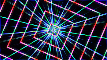 Subscription Library Neon lights squares tunnel star background loop - HD wallpaper