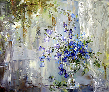 Оксана Кравченко, still life, painting, art, flower, vase HD wallpaper