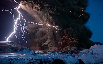 Landscape, Mountains, Lightning HD wallpaper