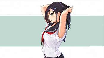 School girl, tying hairs, anime girl HD wallpaper