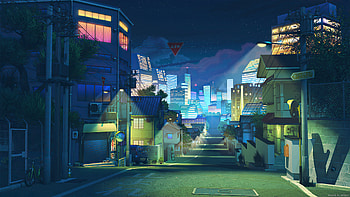 Down The Street Through Osaka , artist, artwork, digital-art, artstation HD wallpaper