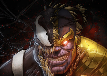 Venom And Thanos Crossover, venom, thanos, superheroes HD wallpaper