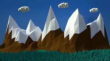 Mountains White Clouds Blue Sky Background Minimalism HD wallpaper