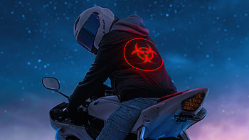 Biker , biker, bikes, helmet, artist, artwork, digital-art HD wallpaper