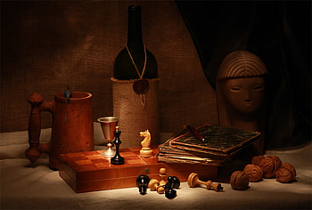 still life 1, old things, art , still life, abstract, cup, bottle HD wallpaper
