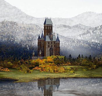 Landscape, Art, Autumn, Lock HD wallpaper