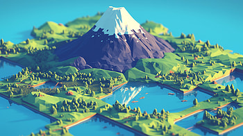 Mount Fuji Vibrant Illustration, Mount Fuji, mountain, landscape, low poly, nature HD wallpaper