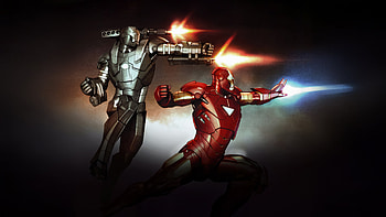 Iron Man X War Machine In Action, iron-man, war-machine, superheroes, artwork, digital-art HD wallpaper