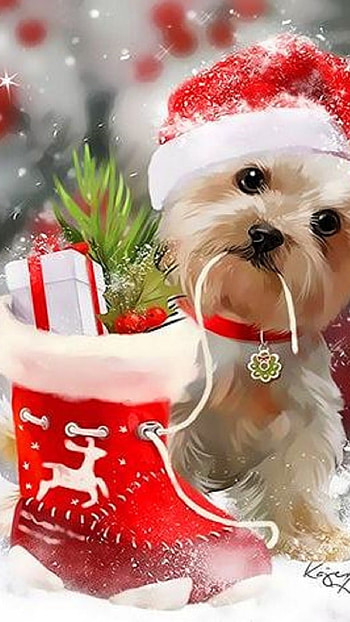 Christmas Dog, Aesthetic HD phone wallpaper