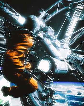 Art, Universe, Spaceship, Cosmonaut, Open Space HD phone wallpaper