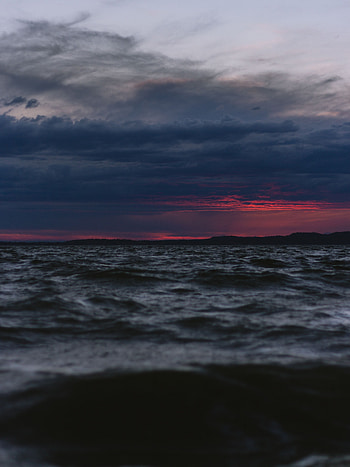 Nature, Sea, Twilight, Clouds, Waves, Horizon, Dark, Dusk, Evening HD phone wallpaper
