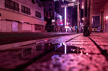 Cities, Night, Shine, Light, Neon, Street, Puddle HD wallpaper