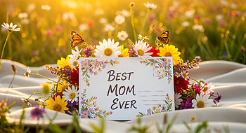 Best Mom Ever - Floral Tribute, flower, butterfly, greeting card, Mother's Day HD wallpaper
