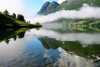 Olden-Norway, reflection, , olden, cool, norway HD wallpaper