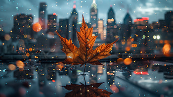 Urban Autumn: Leaf & City, leaf, city, nature HD wallpaper
