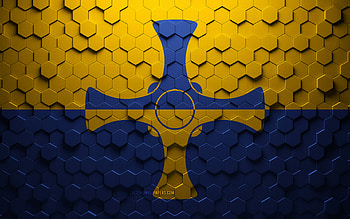 Flag of Durham, honeycomb art, Durham hexagons flag, Durham 3d hexagons art, Durham flag HD wallpaper