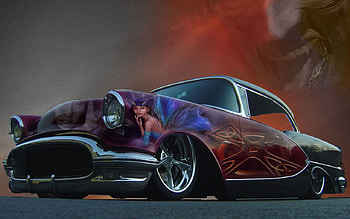 a very sweet 56, 1956, art, pimped, olds, airbrush HD wallpaper