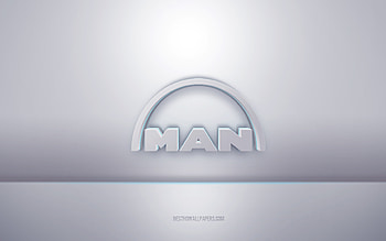 MAN 3d white logo, gray background, MAN logo, creative 3d art, MAN, 3d emblem HD wallpaper