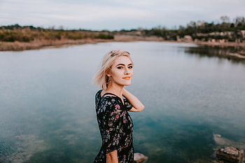 Girl Standing Besing Lake, girls, lake, graphy HD wallpaper