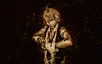 Meliodas, Nanatsu no Taizai, yellow glitter art, black background, Meliodas character, Nanatsu no Taizai characters, Meliodas Nanatsu no Taizai, Seven Deadly Sins HD wallpaper