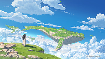 Skybound Fantasy Whale, fantasy, whale HD wallpaper