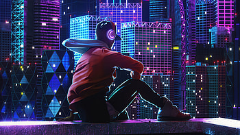 I Love My City, alone, neon, artist, artwork, digital-art HD wallpaper