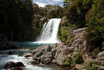 Waterfall, nature, forest, fall HD wallpaper