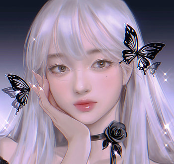 Girl, art, butterfly, mmiao, fantasy, face HD wallpaper