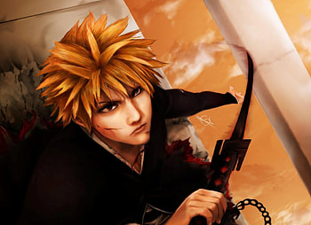 Ichigo Kurosaki, ichigo, sword, bleach, anime, kurosaki ichigo, weapon, katana, male, spiky hair HD wallpaper