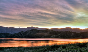 Nature, Sky, Mountains, Horizon, Lines, Water Surface, Sunlight HD wallpaper