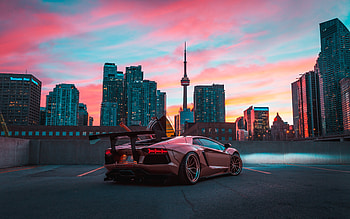 Custom Lamborghini Aventador In CN Tower, lamborghini-aventador, lamborghini, cars HD wallpaper