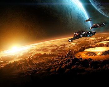 Spaceship Digital Galaxy Planet Sci Fi , HQ . HD wallpaper
