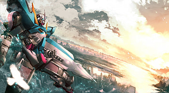 Gundam at sunset, robots, anime, mecha, gundam HD wallpaper