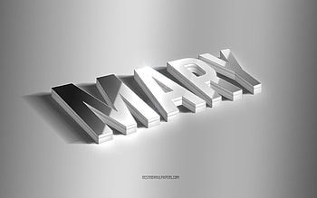 Mary, silver 3d art, gray background, with names, Mary name, Mary greeting card, 3d art, with Mary name HD wallpaper