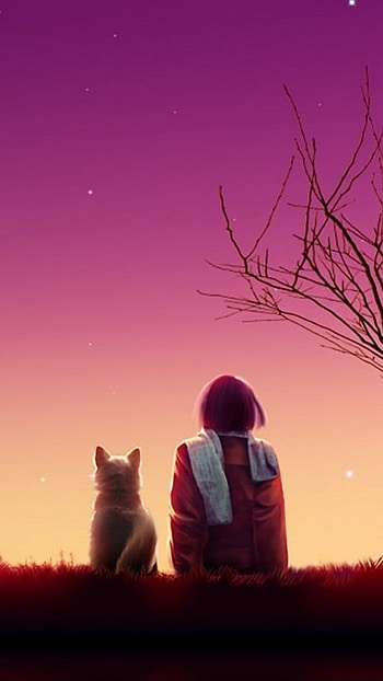 Lovers Moon, Anime Girl, Lonely Night HD phone wallpaper